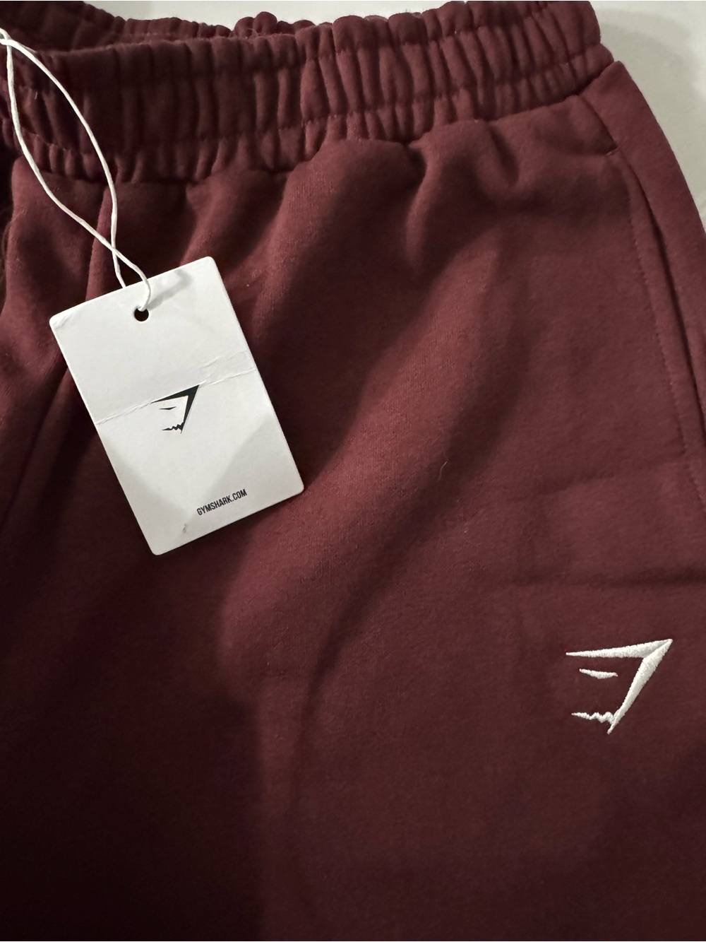 Gymshark Burgundy Joggers with White Logo